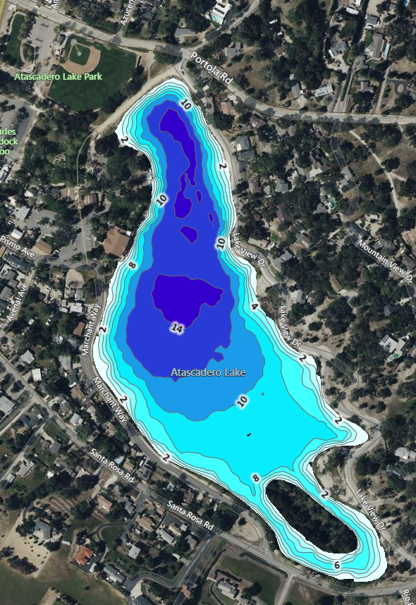Bathymetric map produced by LakeTech and Aquatic Resource Management